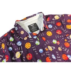 Spencer's Button Down Shirt Men XL Purple New Ask Me About Uranus Space Print